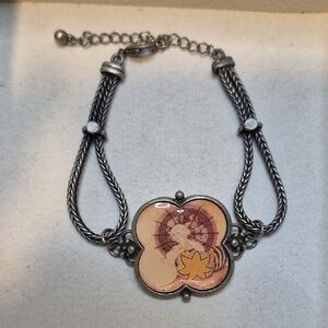 Silver and Cream Women's Bracelet